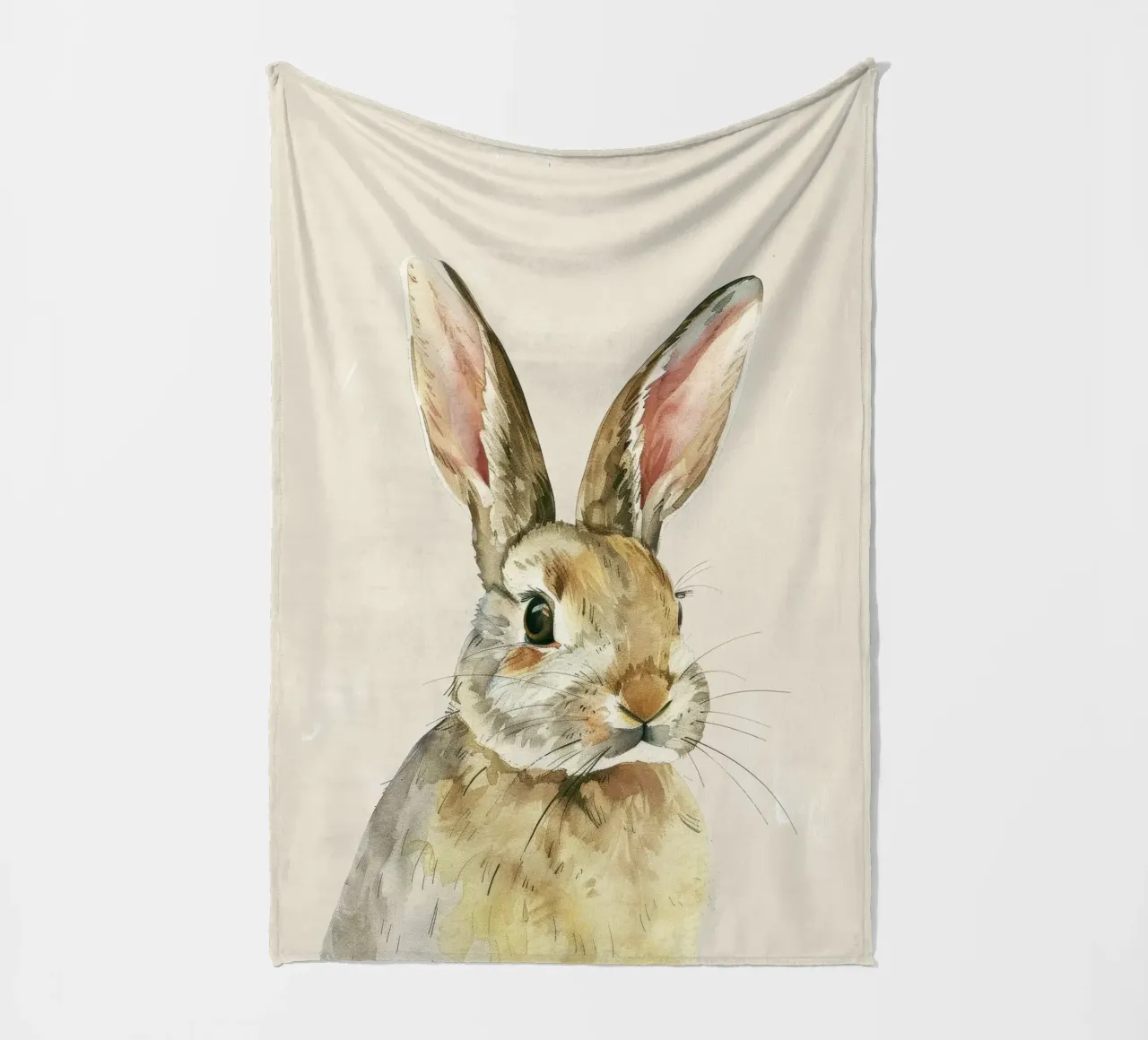 Rabbit showcasing detailed features innocence and charm fleece blanket by DesignDoodle
