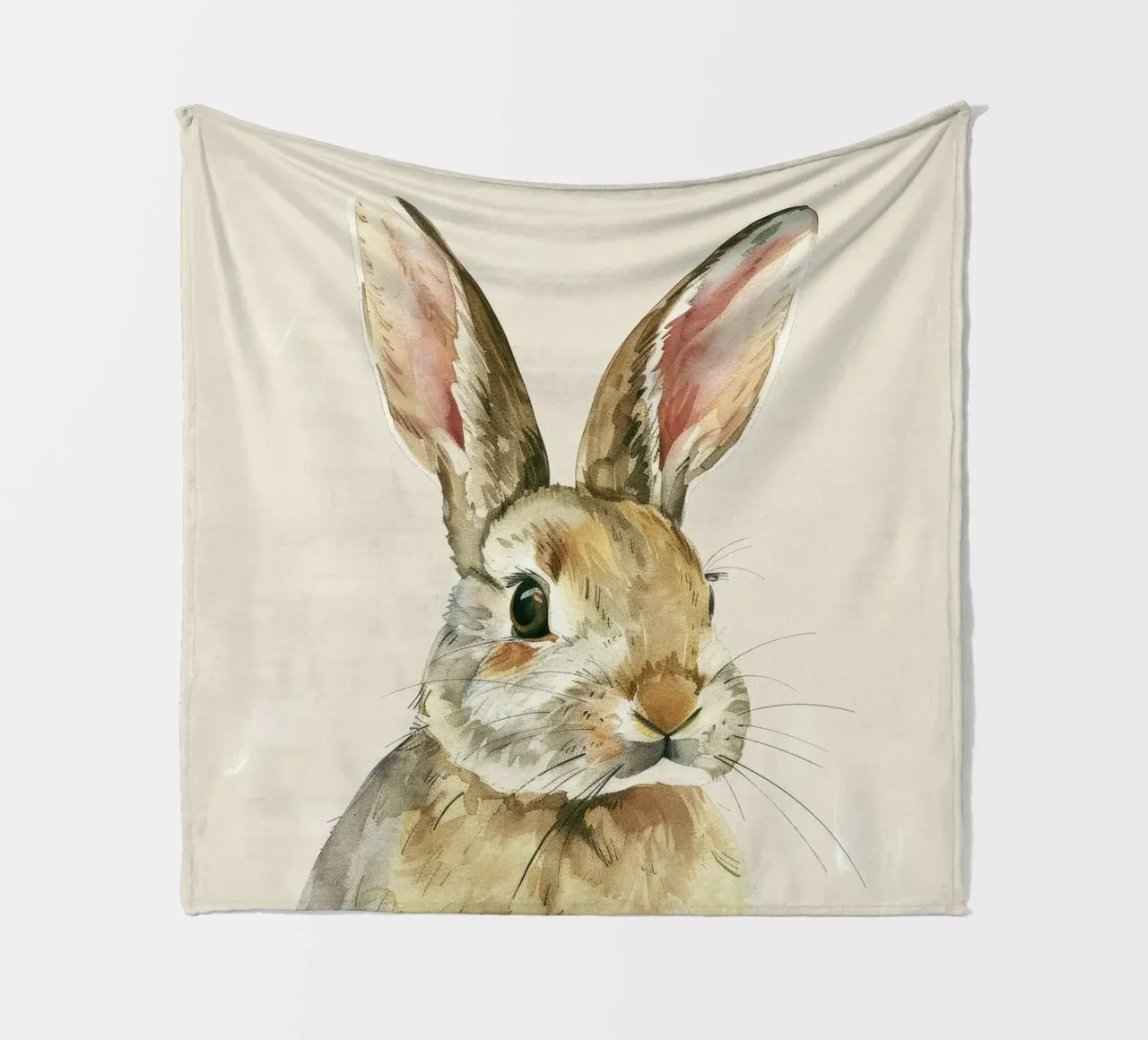 Rabbit showcasing detailed features innocence and charm fleece blanket by DesignDoodle