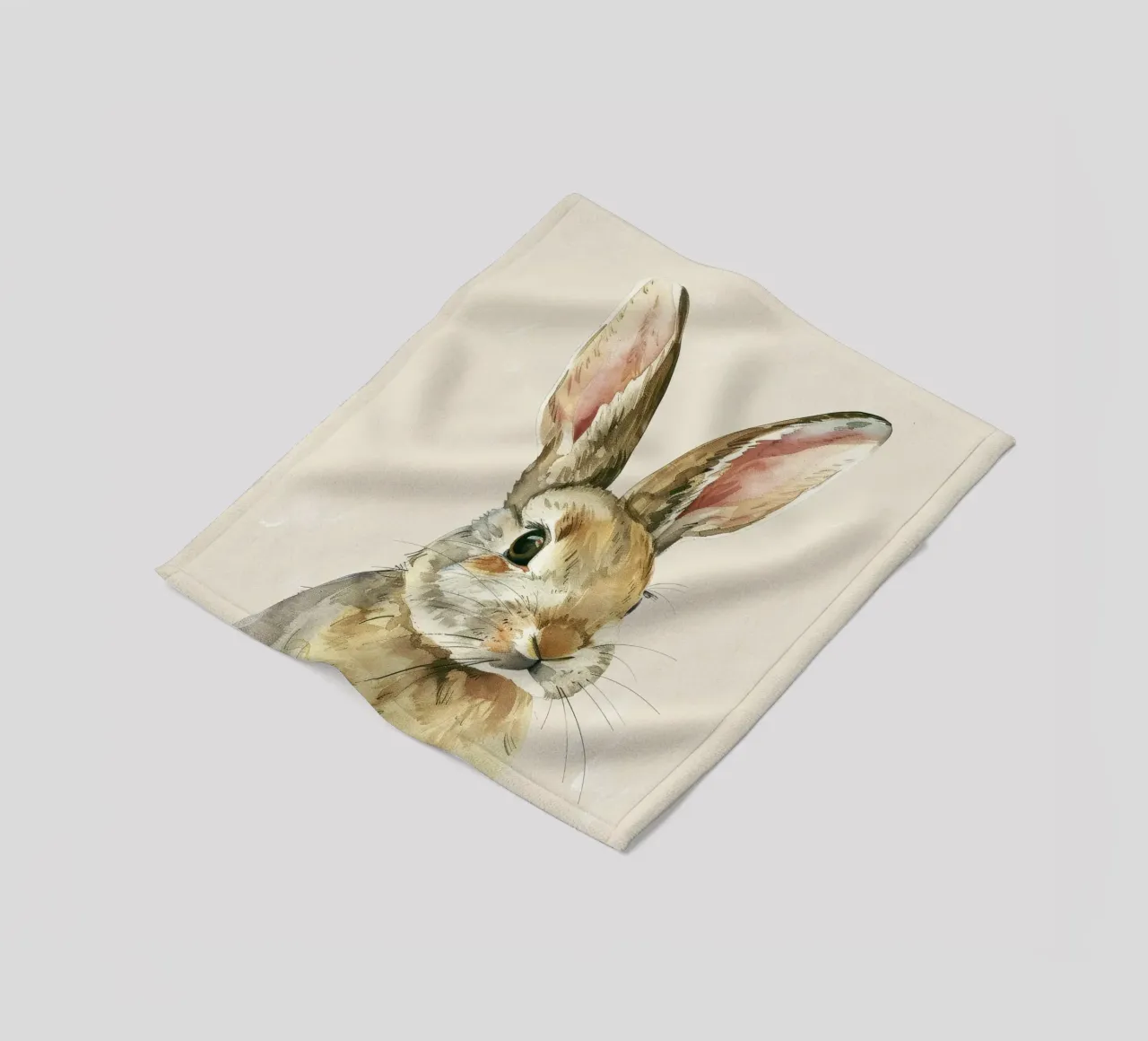 Rabbit showcasing detailed features innocence and charm fleece blanket by DesignDoodle