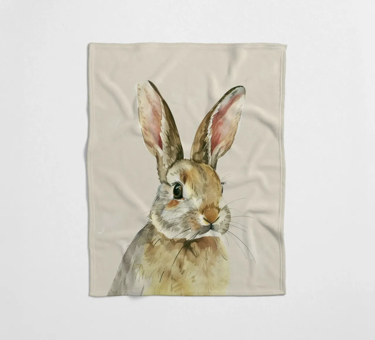 Rabbit showcasing detailed features innocence and charm fleece blanket by DesignDoodle