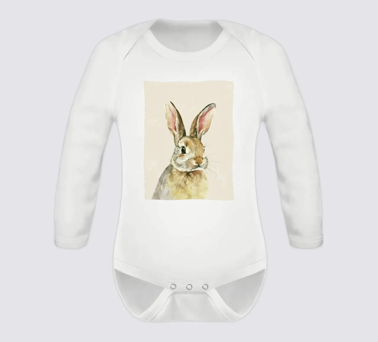 Coniglio che mostra caratteristiche dettagliate innocenza e fascino body neonato maniche lunghe da DesignDoodle