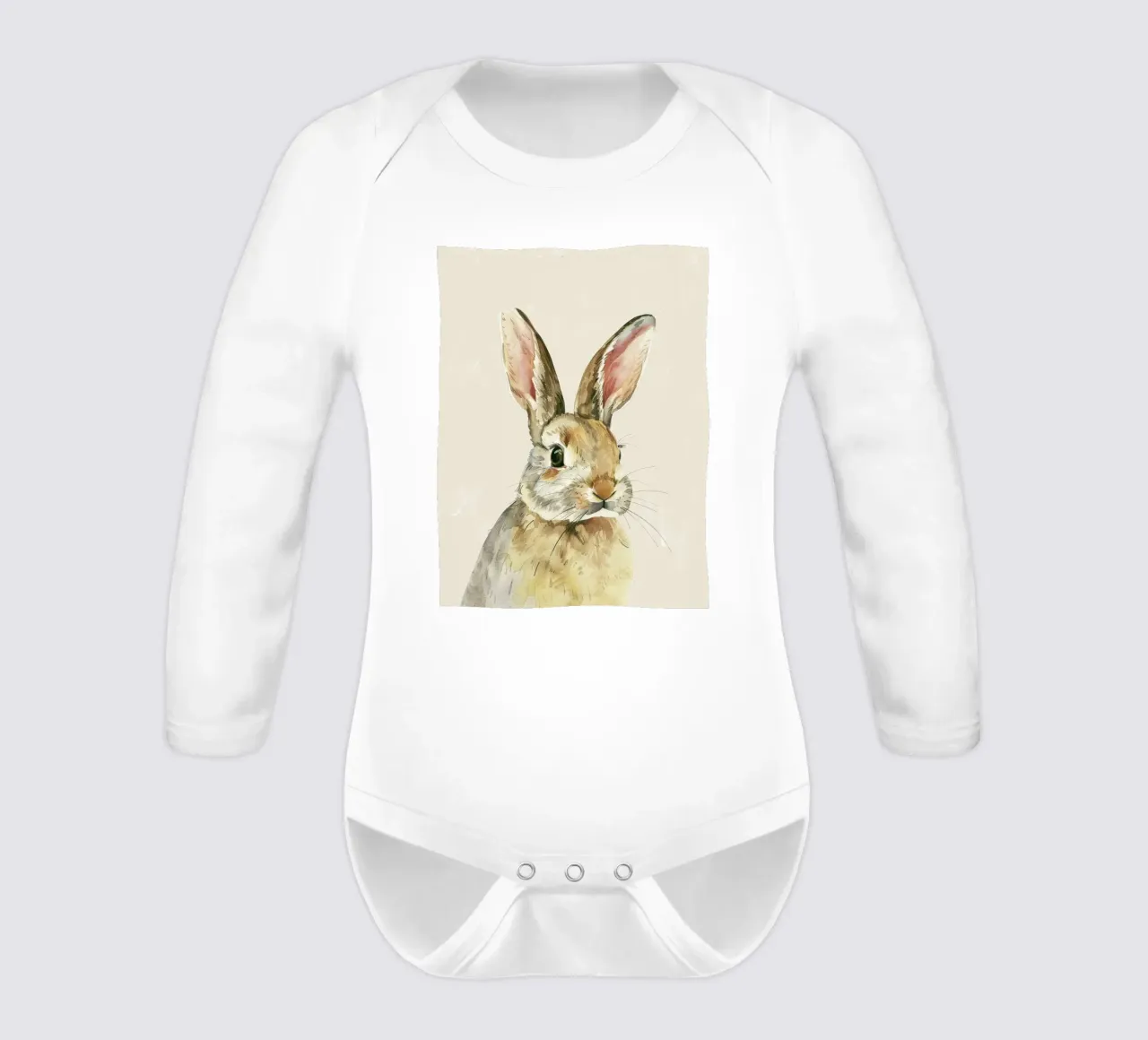 Coniglio che mostra caratteristiche dettagliate innocenza e fascino body neonato maniche lunghe da DesignDoodle