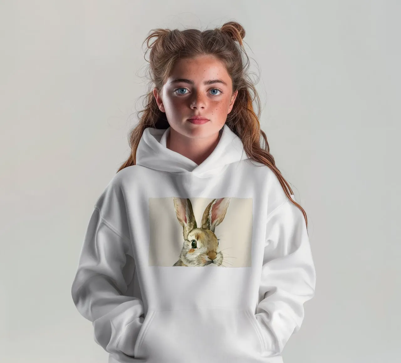 Coniglio che mostra caratteristiche dettagliate innocenza e fascino felpa bambino con cappuccio da DesignDoodle