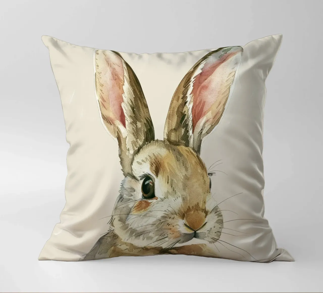 Rabbit showcasing detailed features innocence and charm decorative cushion by DesignDoodle