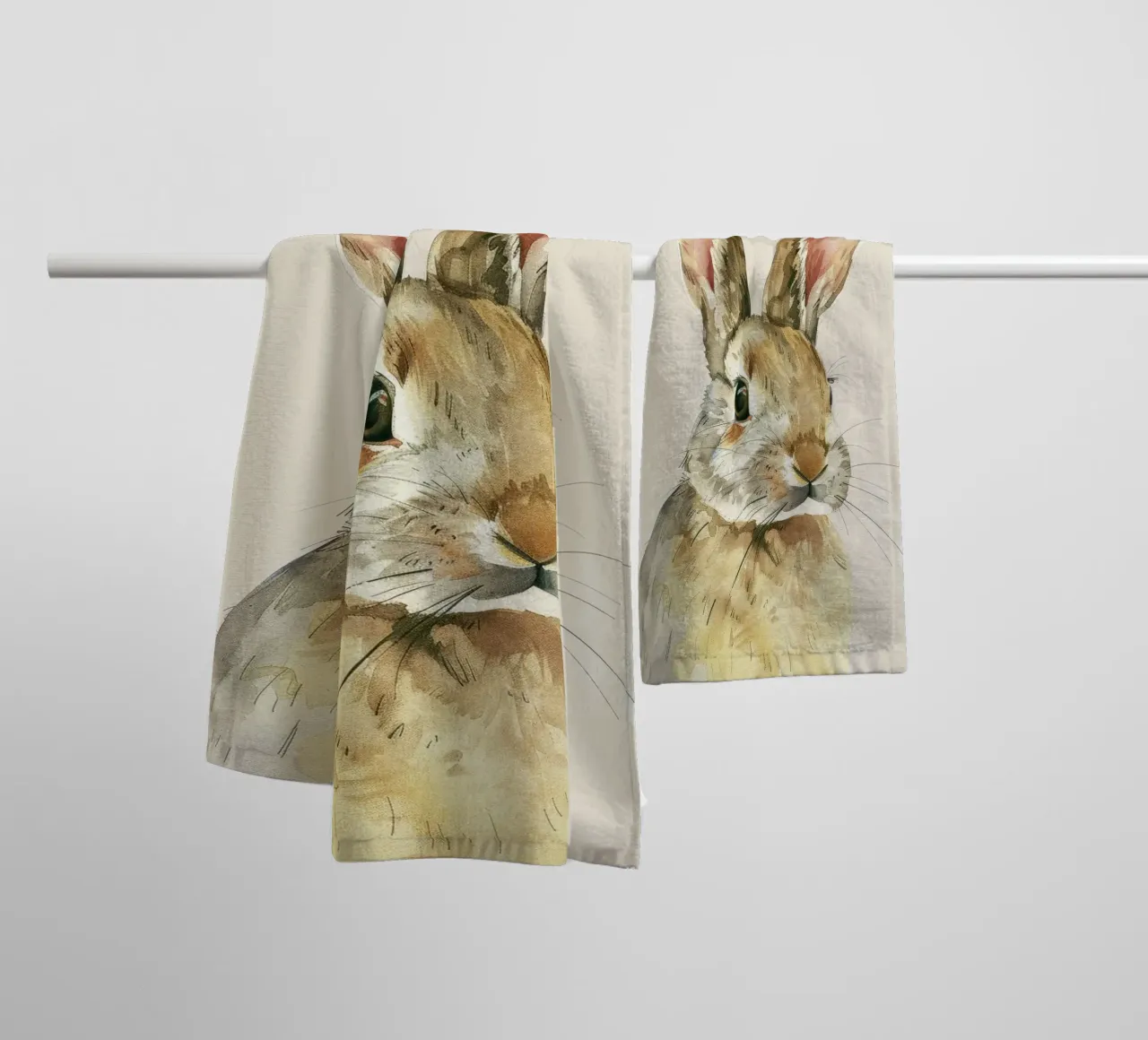 Rabbit showcasing detailed features innocence and charm towel by DesignDoodle