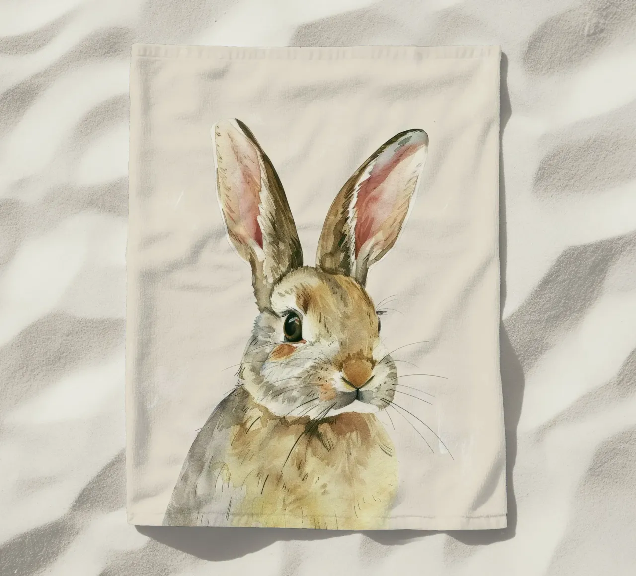 Rabbit showcasing detailed features innocence and charm beach towel by DesignDoodle