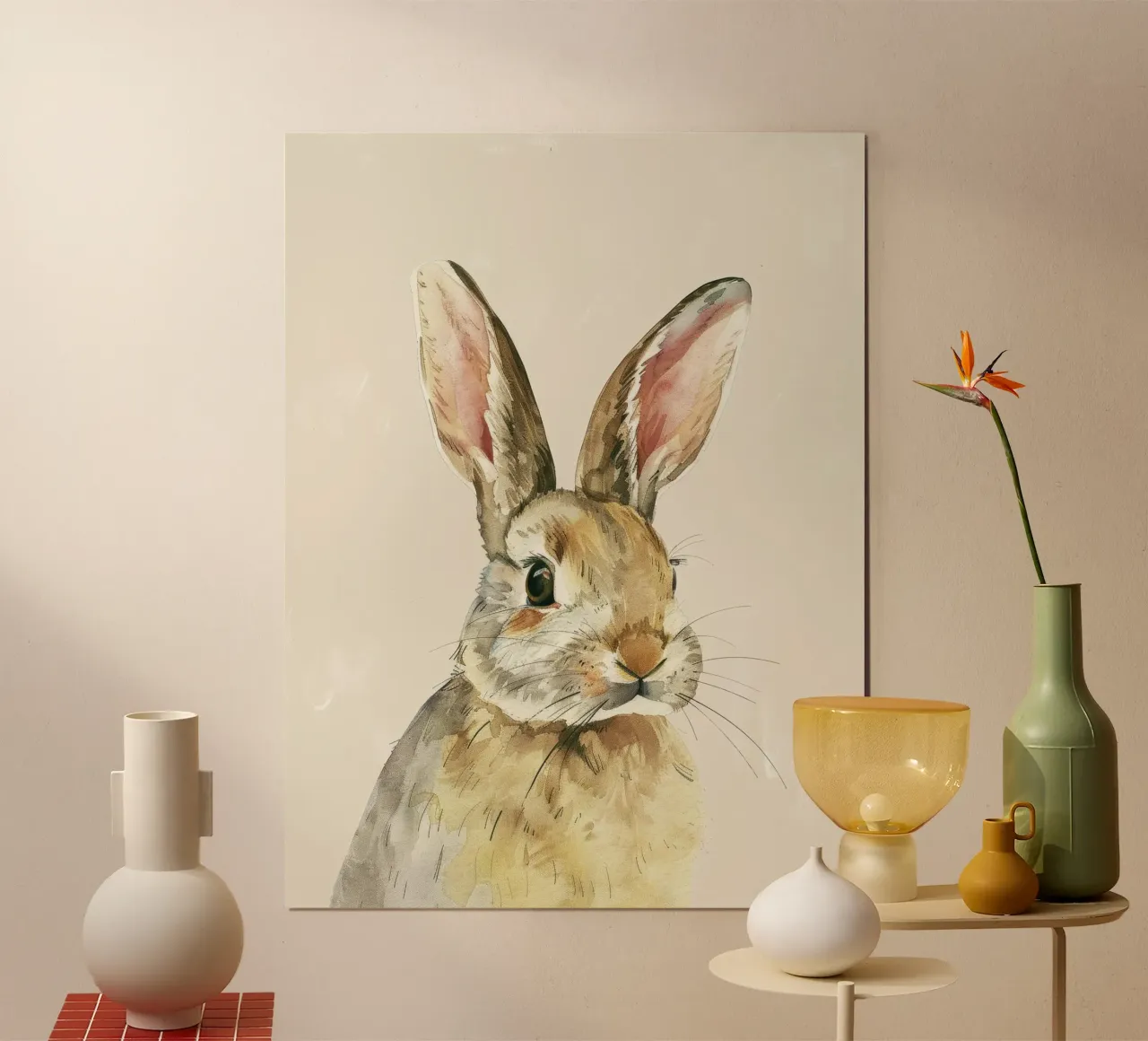 Lapin présentant des traits détaillés, innocence et charme poster de DesignDoodle