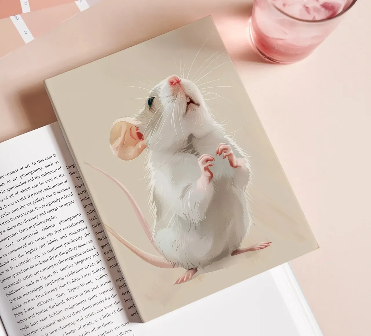 Curious mouse stands upright in a light environment notebook by DesignDoodle