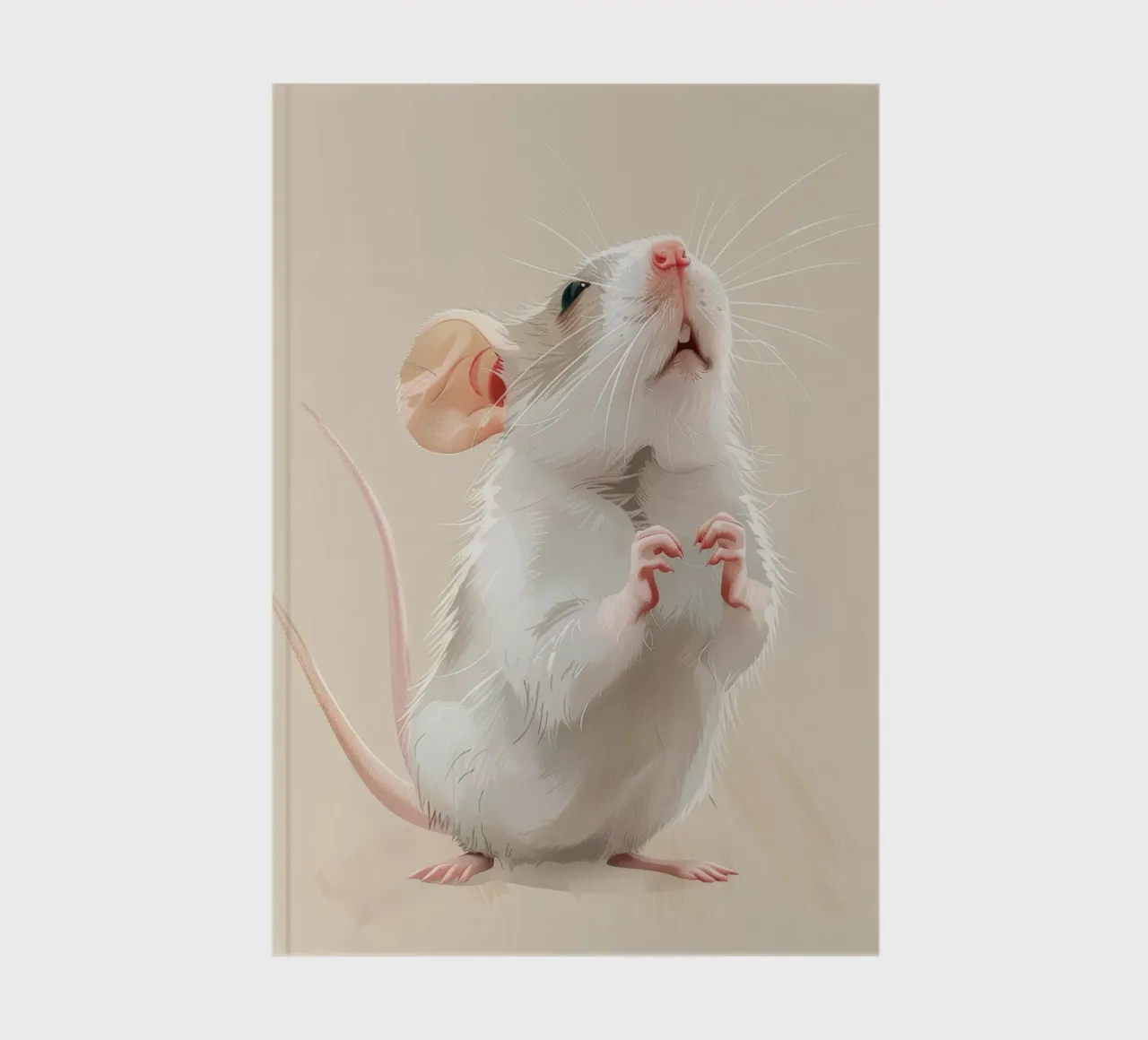 Curious mouse stands upright in a light environment notebook by DesignDoodle