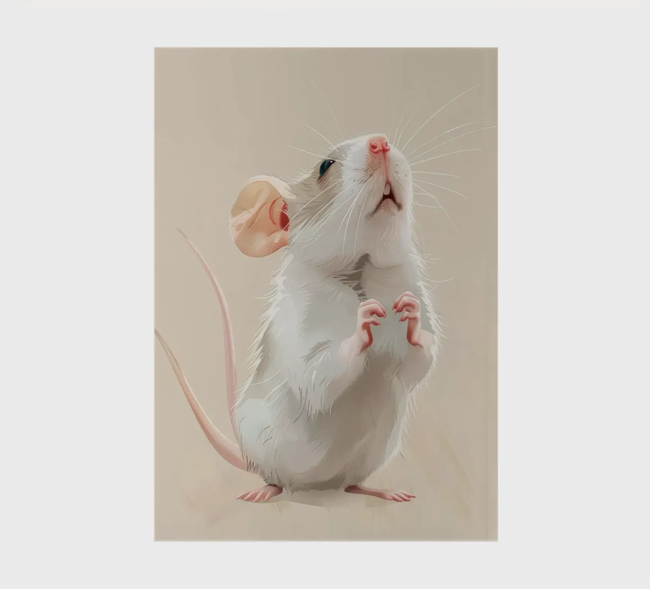 Curious mouse stands upright in a light environment notebook by DesignDoodle