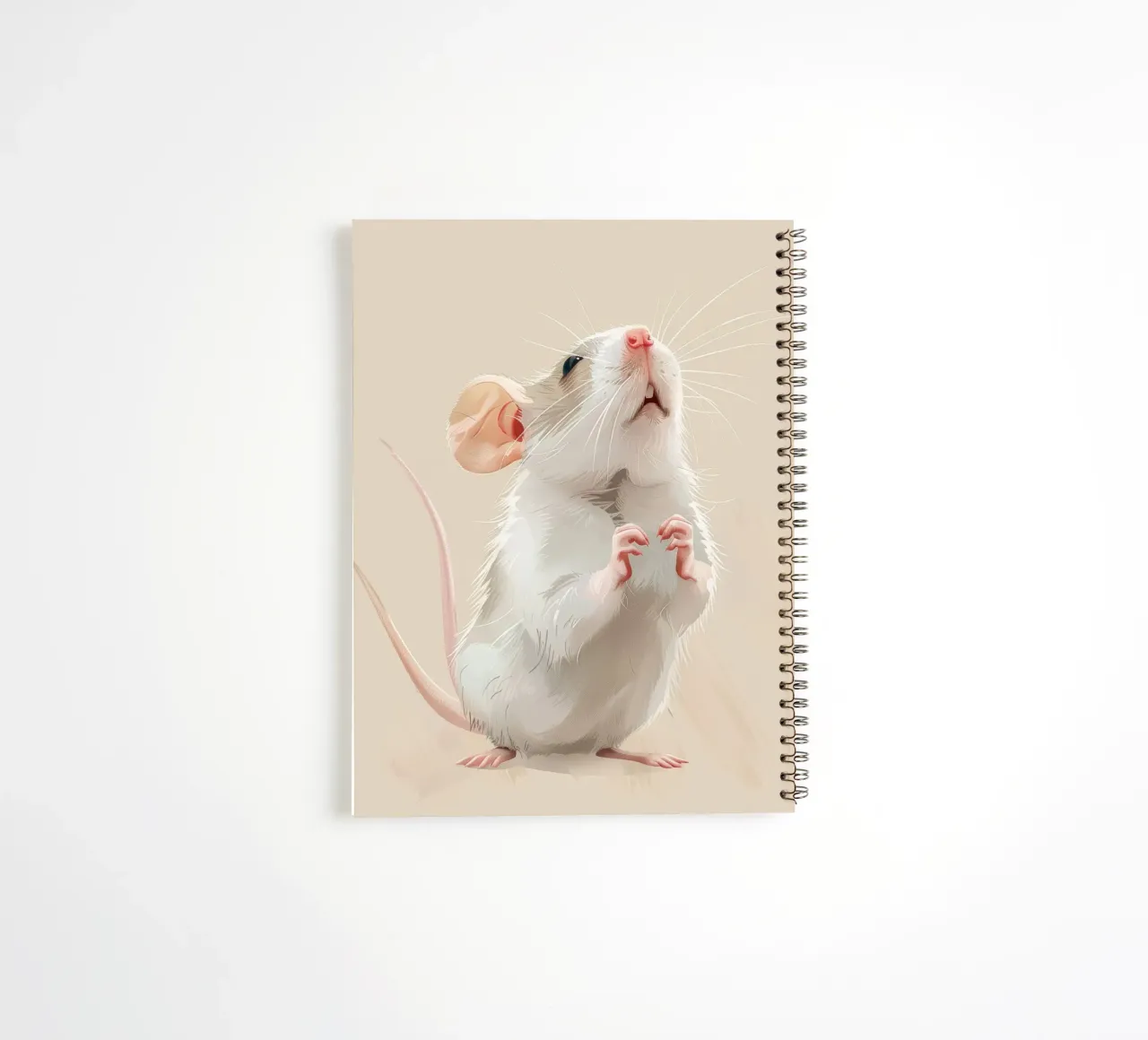 Curious mouse stands upright in a light environment spiral notebook by DesignDoodle