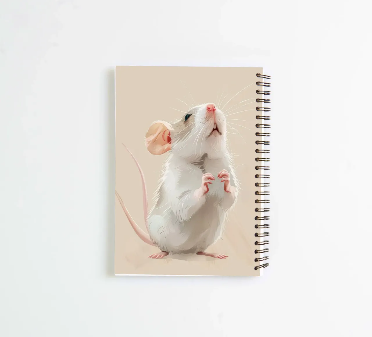 Curious mouse stands upright in a light environment spiral notebook by DesignDoodle
