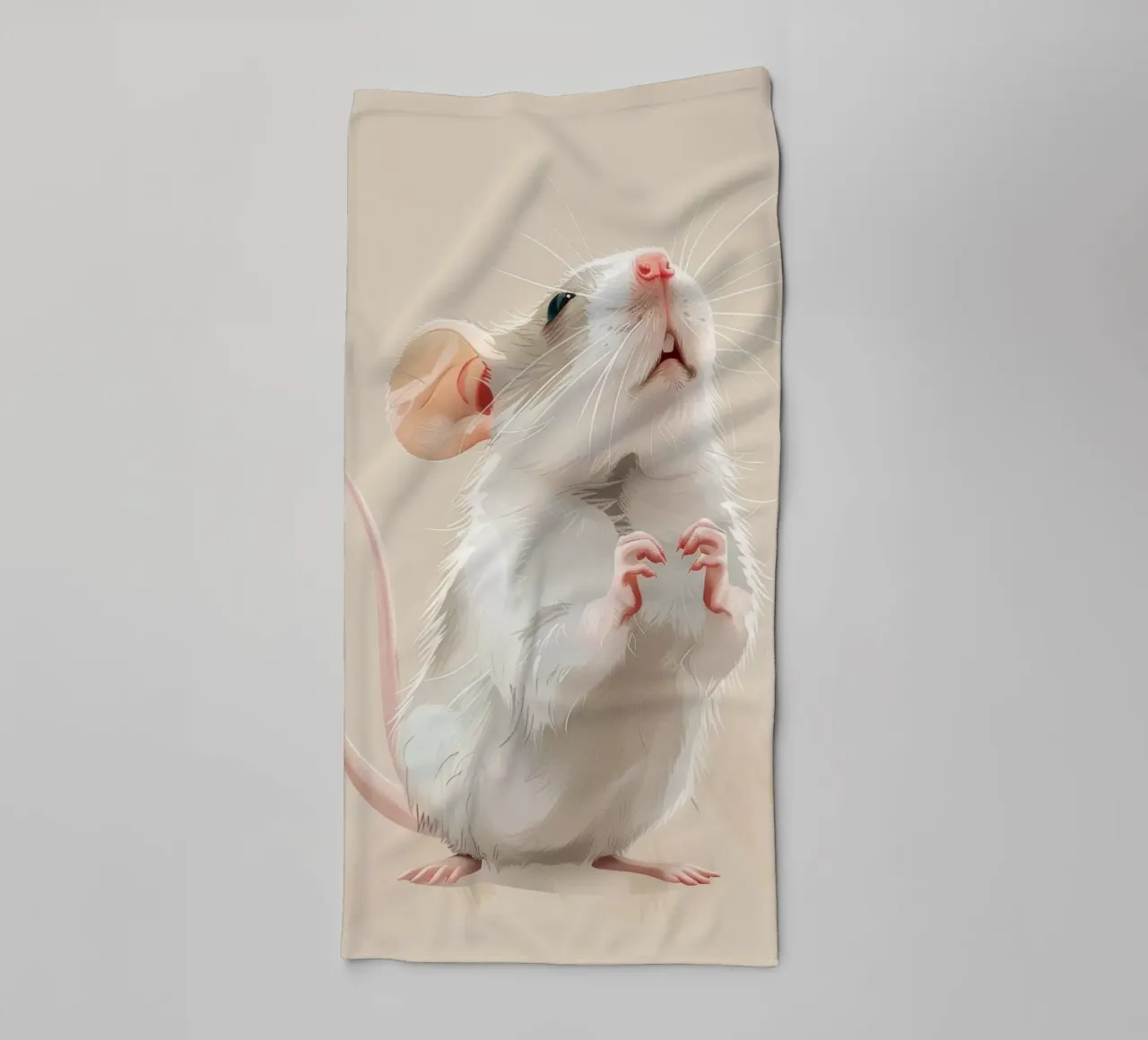 Curious mouse stands upright in a light environment towel by DesignDoodle