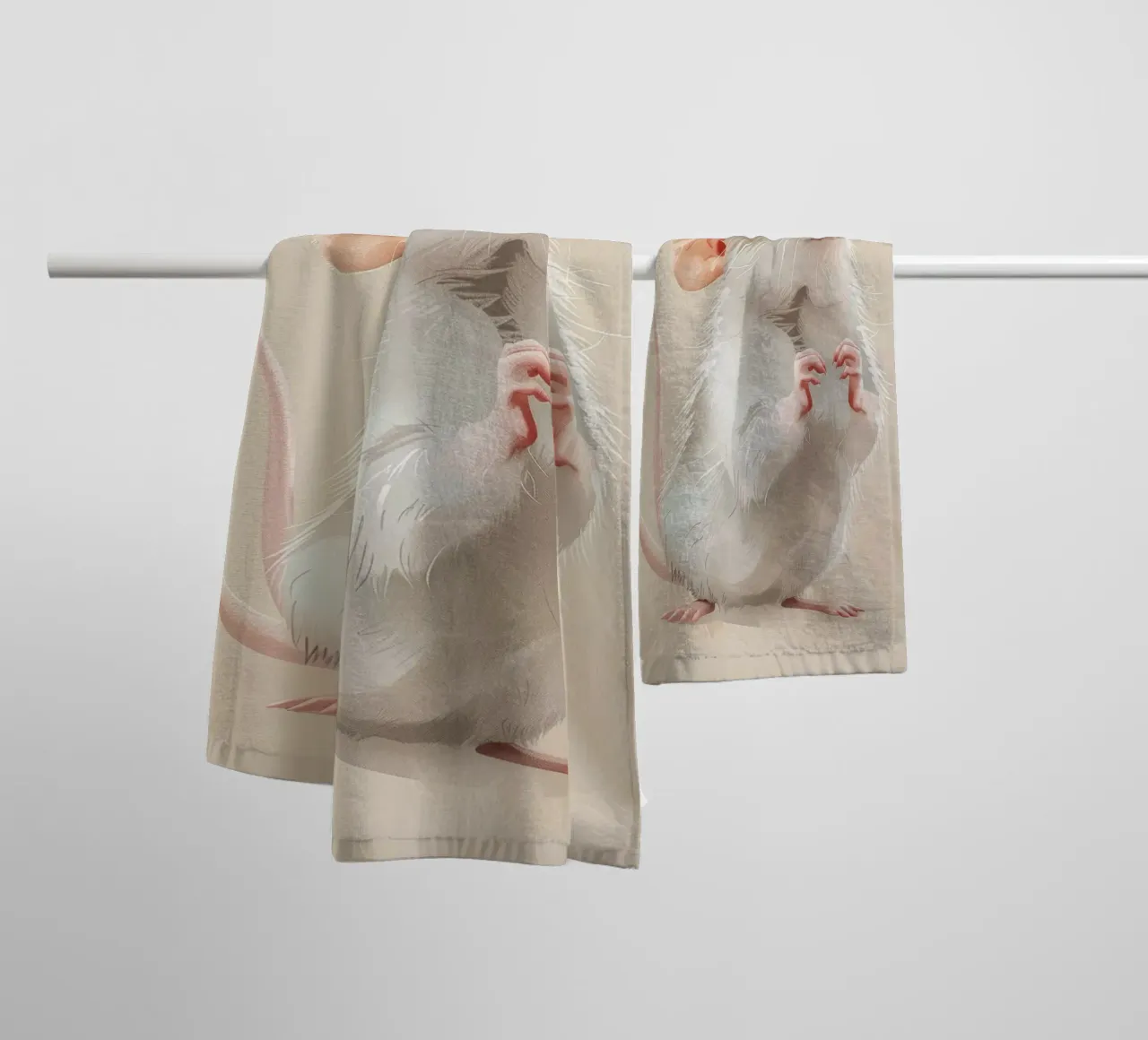 Curious mouse stands upright in a light environment towel by DesignDoodle