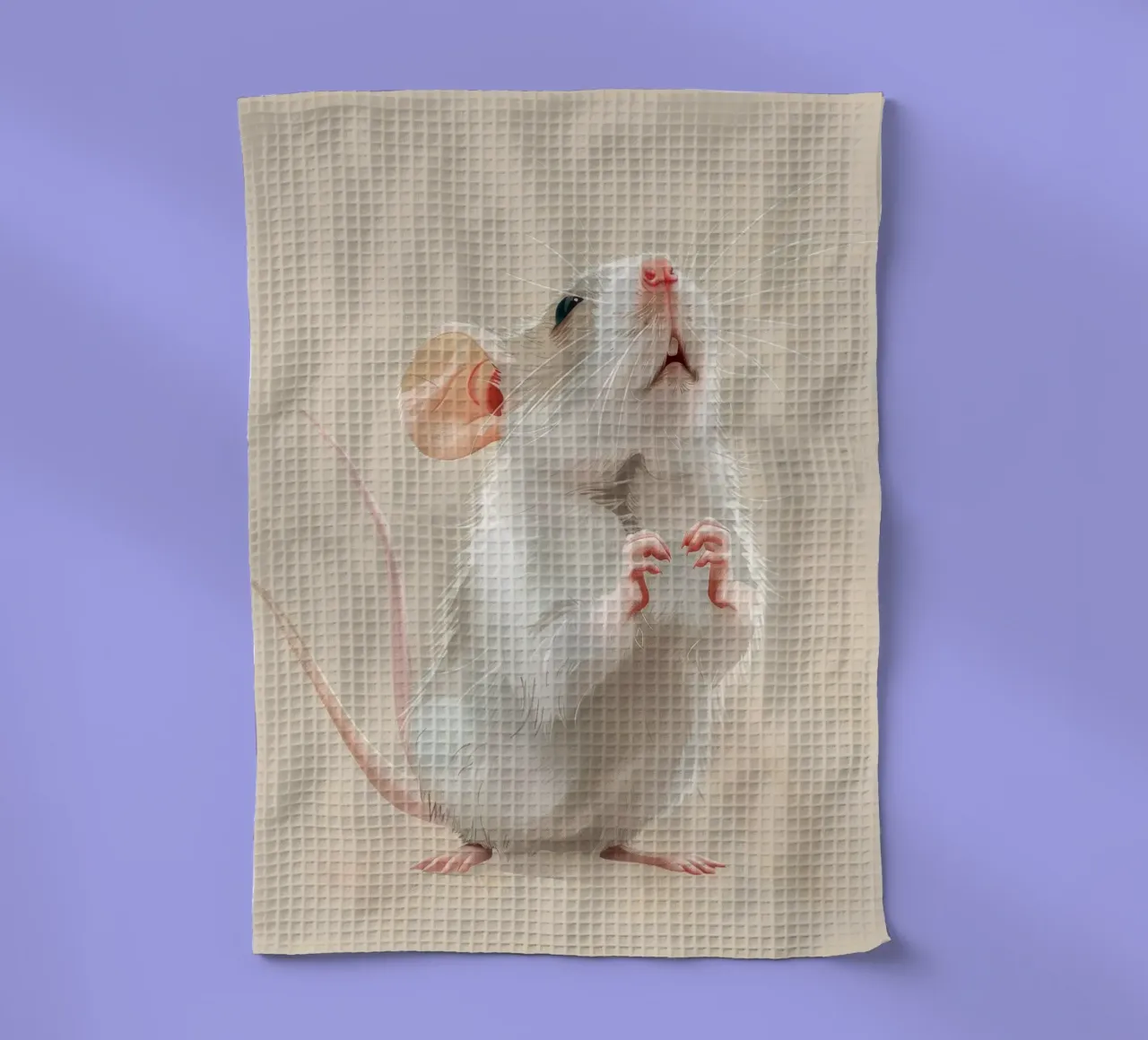 La souris curieuse se tient debout dans un environnement lumineux torchon de DesignDoodle