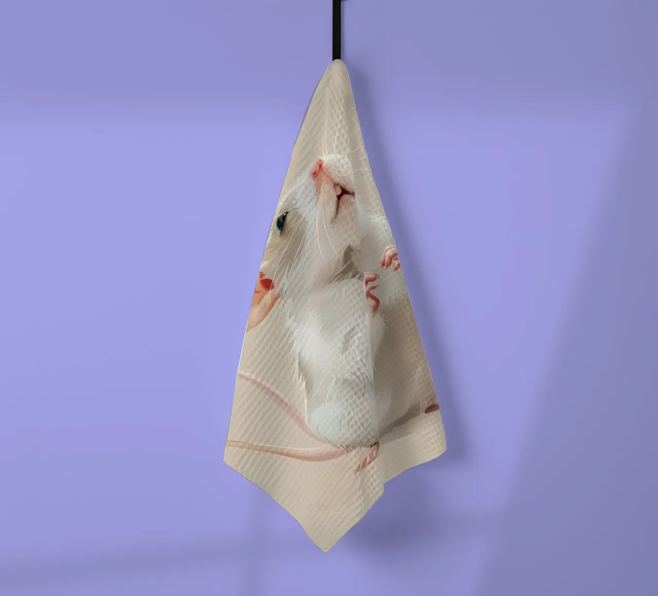 La souris curieuse se tient debout dans un environnement lumineux torchon de DesignDoodle