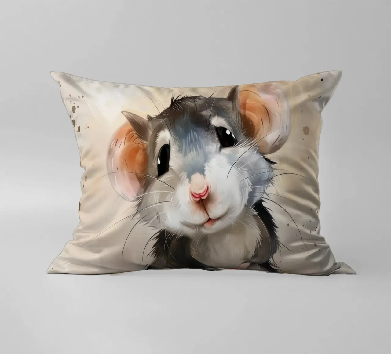 Incantevole topo dei cartoni animati con grandi orecchie, con la mano in mano cuscino da DesignDoodle