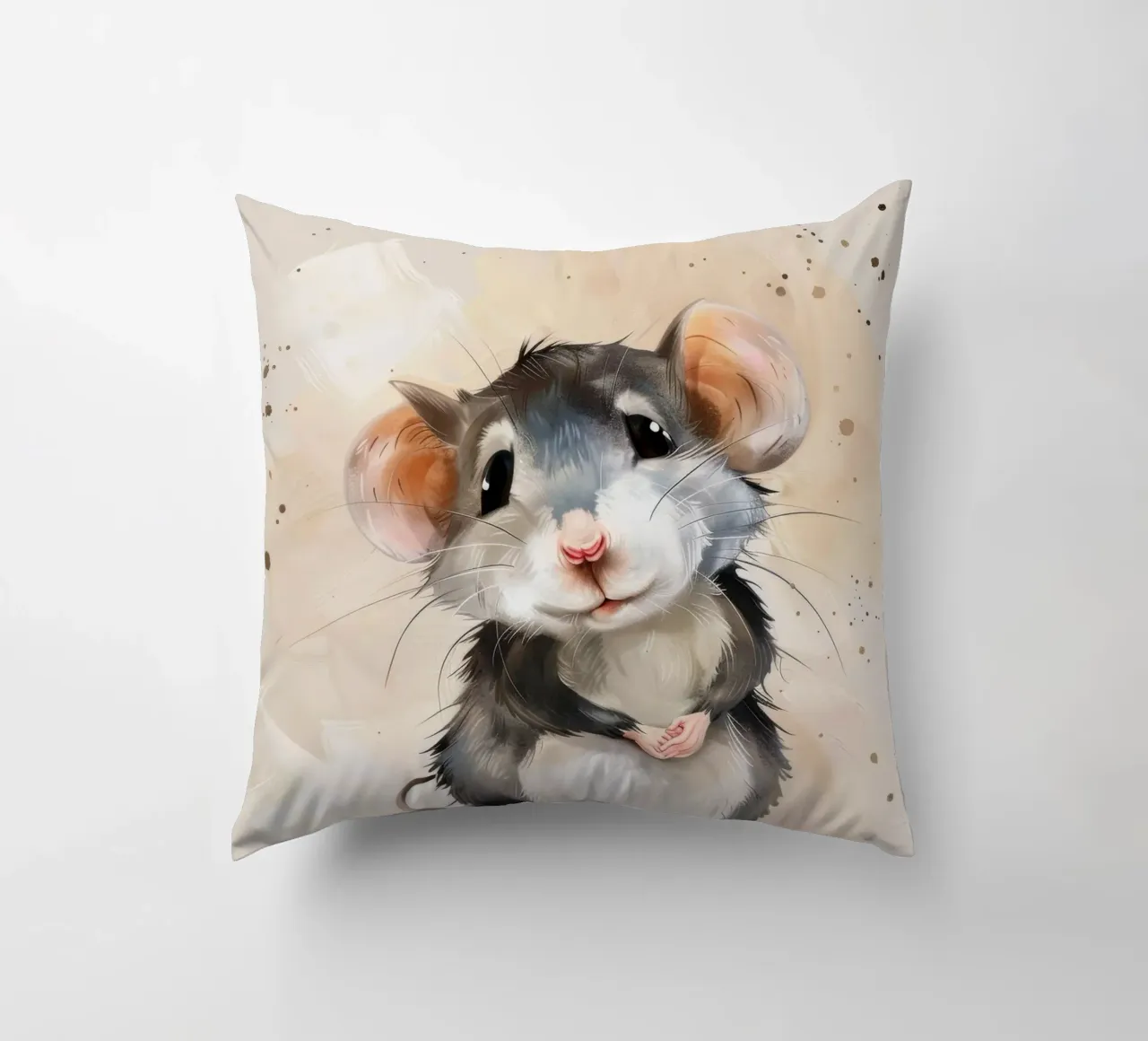 Incantevole topo dei cartoni animati con grandi orecchie, con la mano in mano cuscino da DesignDoodle