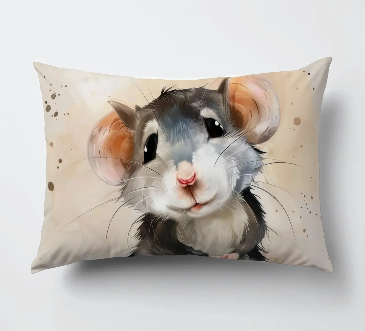 Incantevole topo dei cartoni animati con grandi orecchie, con la mano in mano cuscino da DesignDoodle