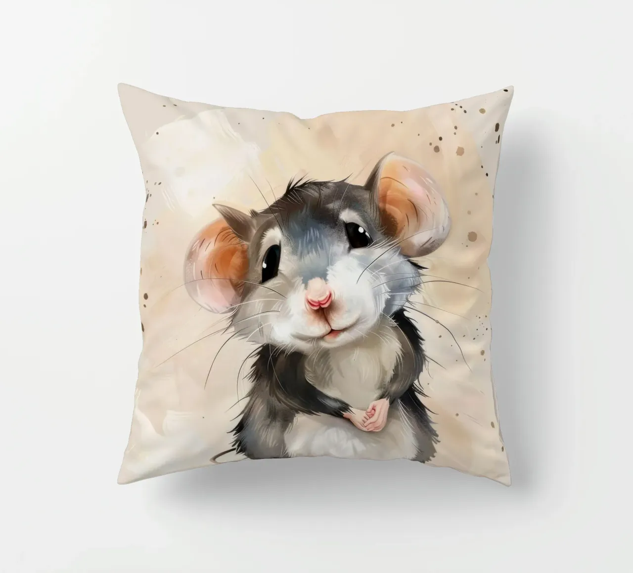 Incantevole topo dei cartoni animati con grandi orecchie, con la mano in mano cuscino da DesignDoodle