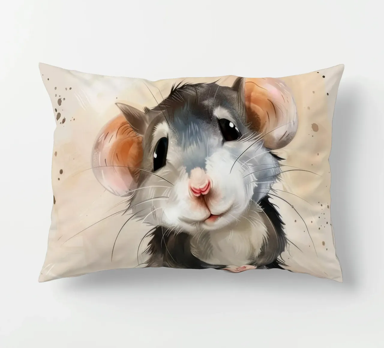 Incantevole topo dei cartoni animati con grandi orecchie, con la mano in mano cuscino da DesignDoodle