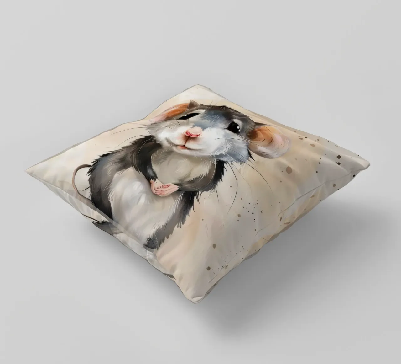 Incantevole topo dei cartoni animati con grandi orecchie, con la mano in mano cuscino da DesignDoodle