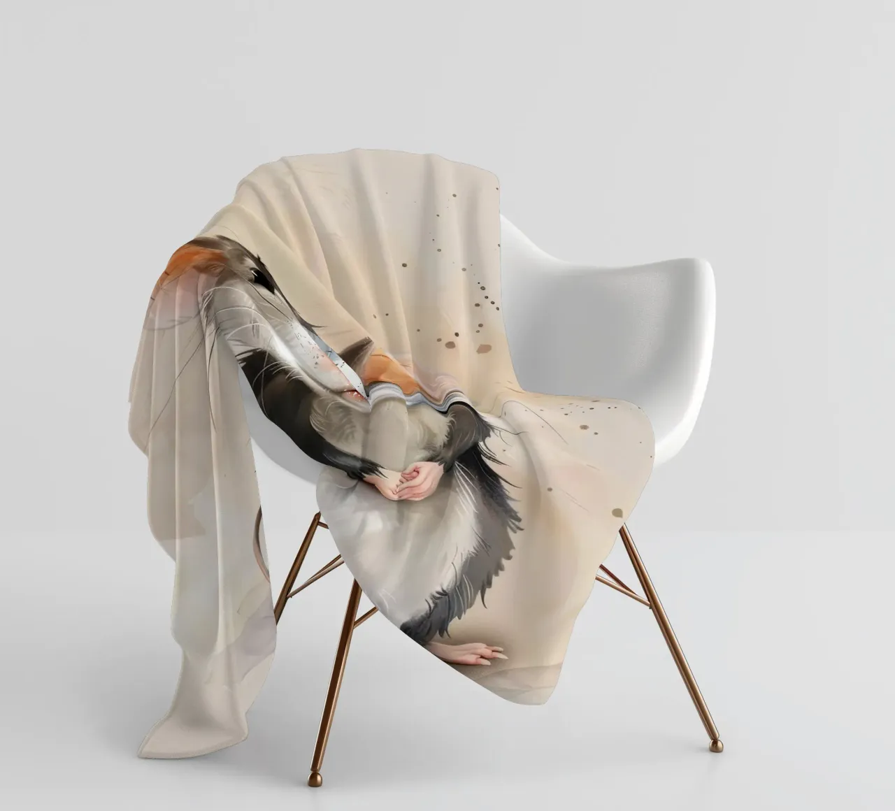 Incantevole topo dei cartoni animati con grandi orecchie, con la mano in mano coperta in pile da DesignDoodle
