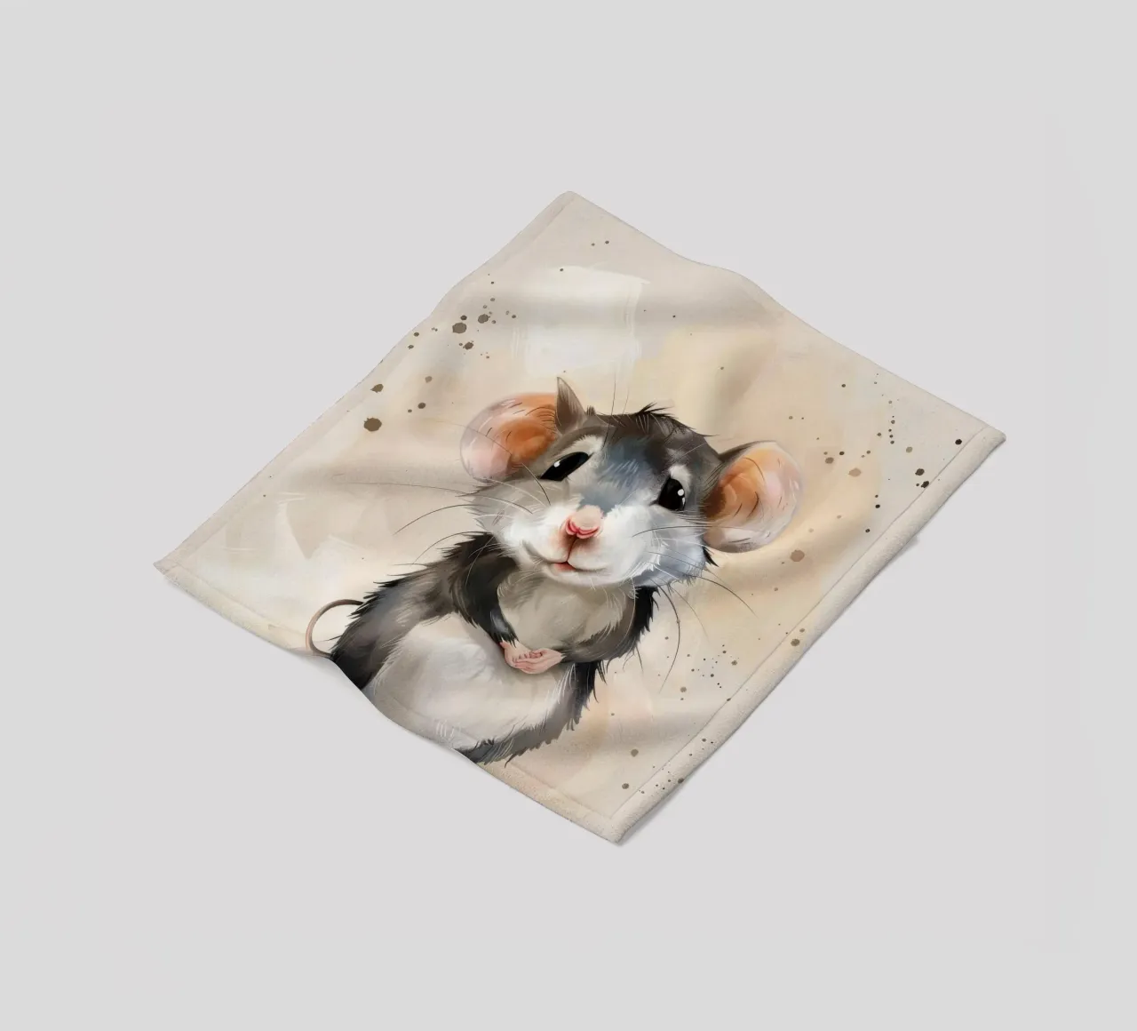 Incantevole topo dei cartoni animati con grandi orecchie, con la mano in mano coperta in pile da DesignDoodle
