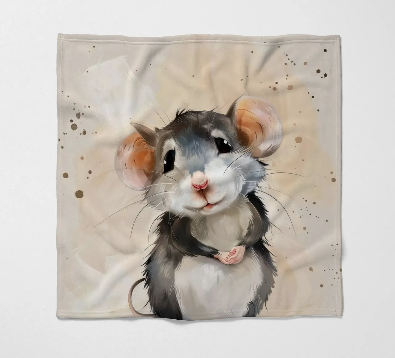 Incantevole topo dei cartoni animati con grandi orecchie, con la mano in mano coperta in pile da DesignDoodle