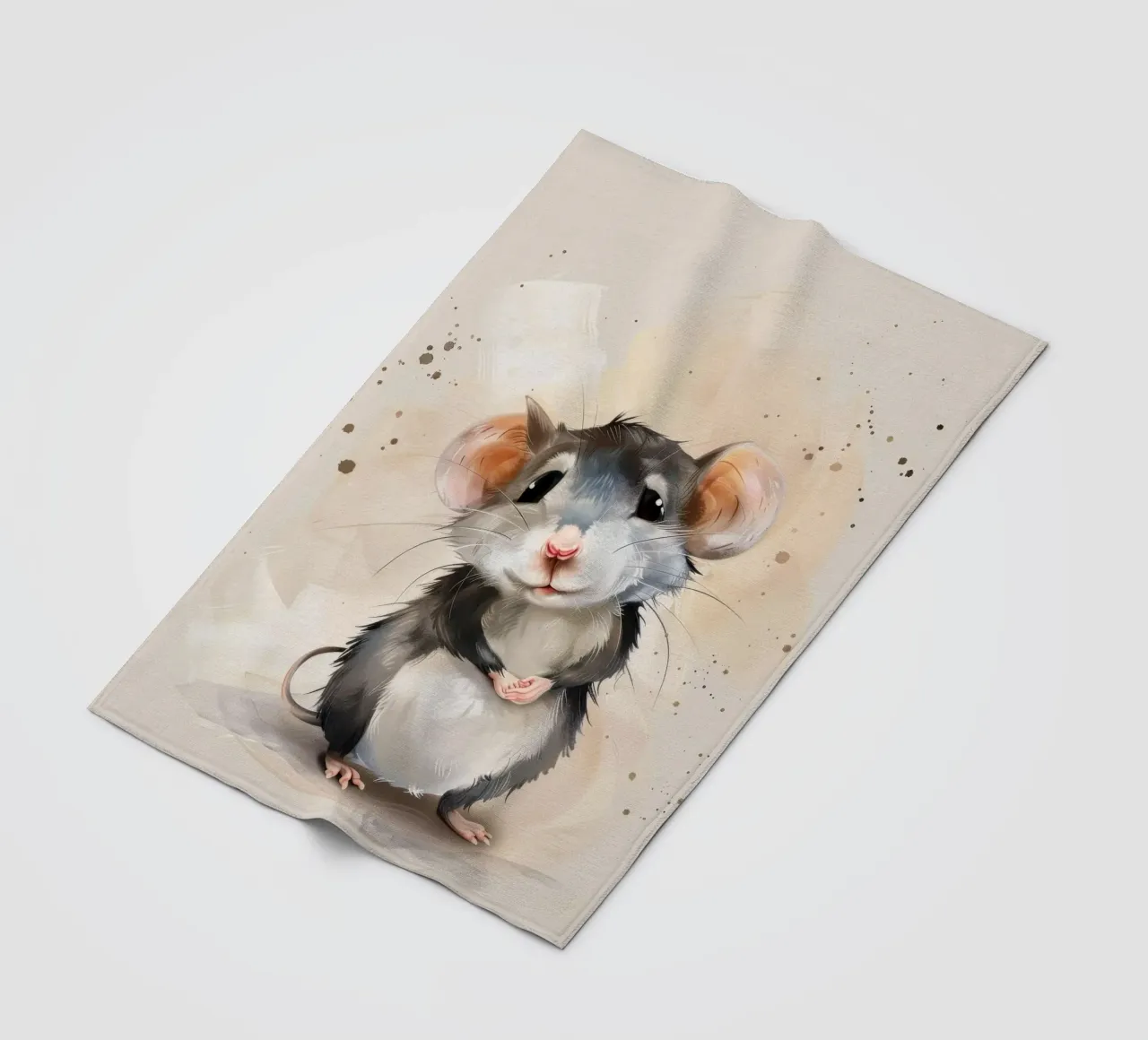 Incantevole topo dei cartoni animati con grandi orecchie, con la mano in mano coperta in pile da DesignDoodle