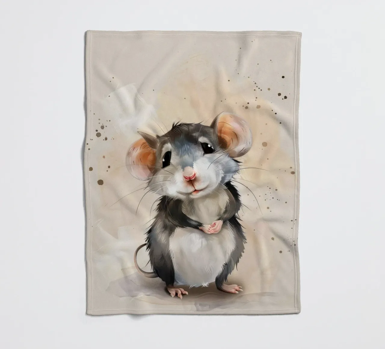 Incantevole topo dei cartoni animati con grandi orecchie, con la mano in mano coperta in pile da DesignDoodle