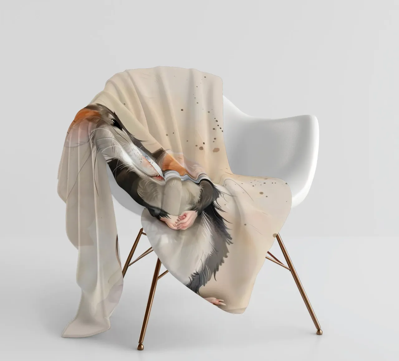 Incantevole topo dei cartoni animati con grandi orecchie, con la mano in mano coperta in pile da DesignDoodle