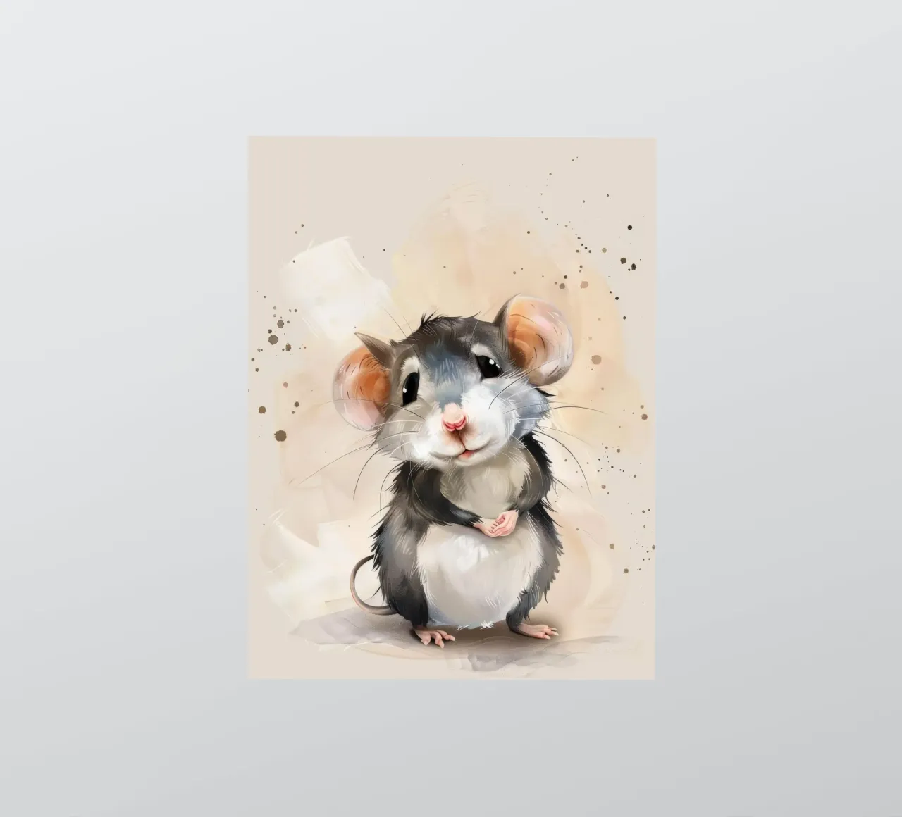 Incantevole topo dei cartoni animati con grandi orecchie, con la mano in mano adesivo da DesignDoodle