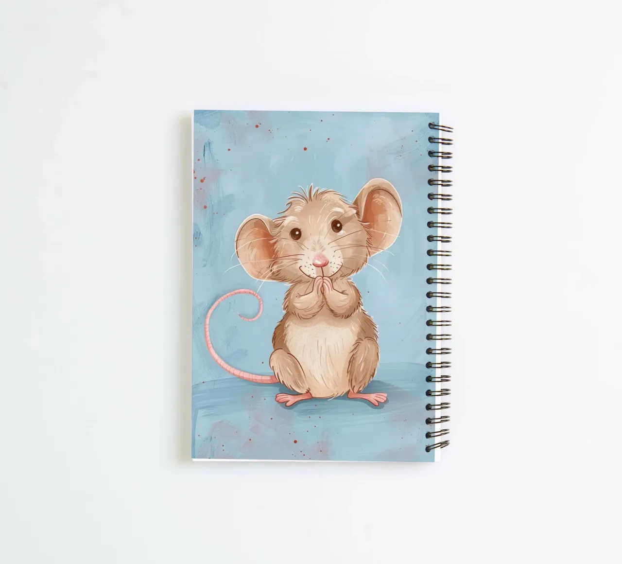 Un simpatico topo marrone con grandi orecchie siede con le zampe unite diario ad anelli da DesignDoodle