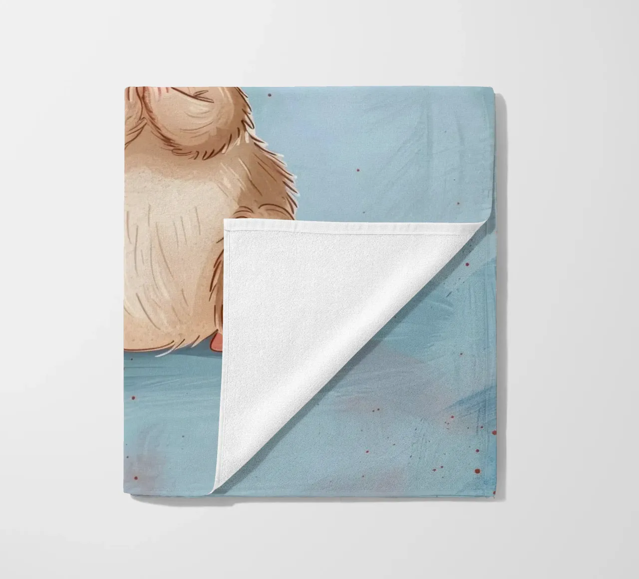 Un simpatico topo marrone con grandi orecchie siede con le zampe unite telo mare da DesignDoodle