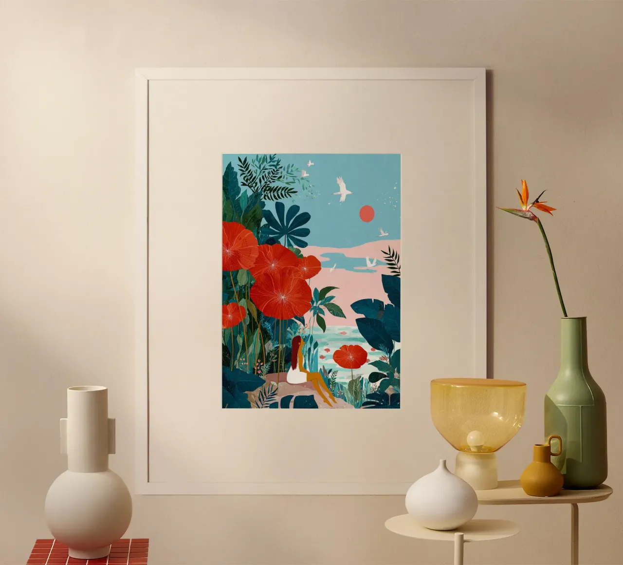 Where the Red Flowers Grow poster con telaio in alluminio da Clara August