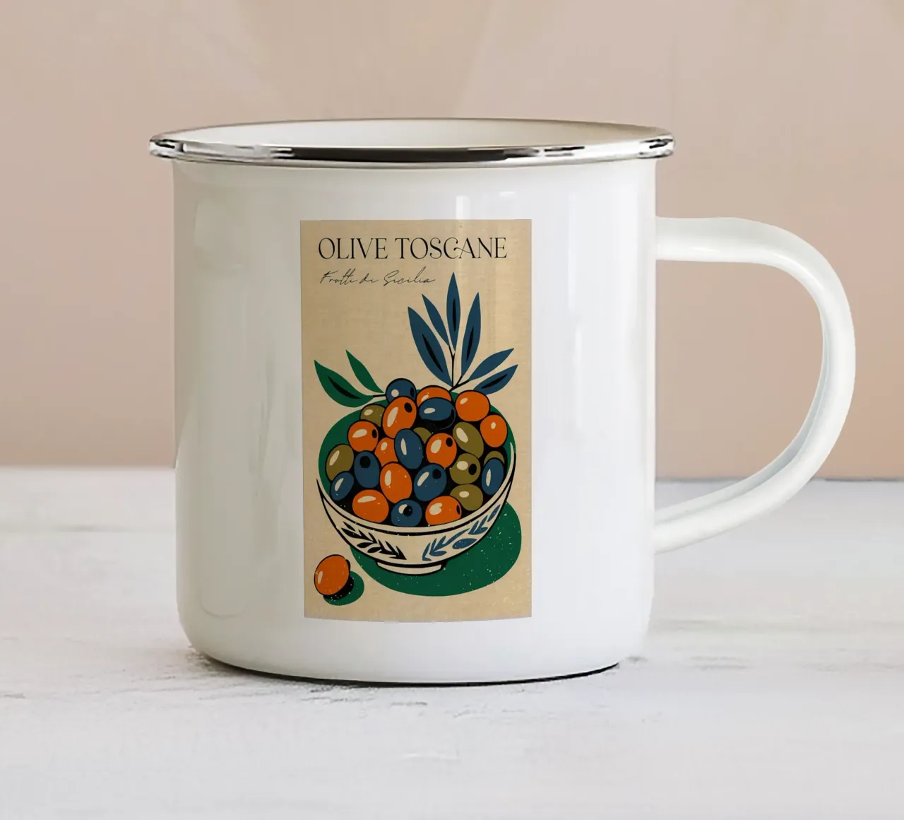 Frutti di Sicilia tazza in smalto da Providence Mbabazi Studio