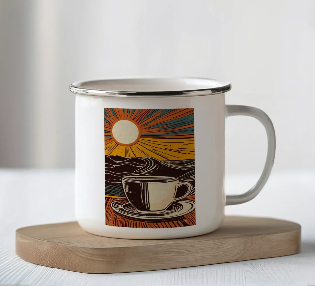 Goedemorgen Koffie emaille mok van Providence Mbabazi Studio