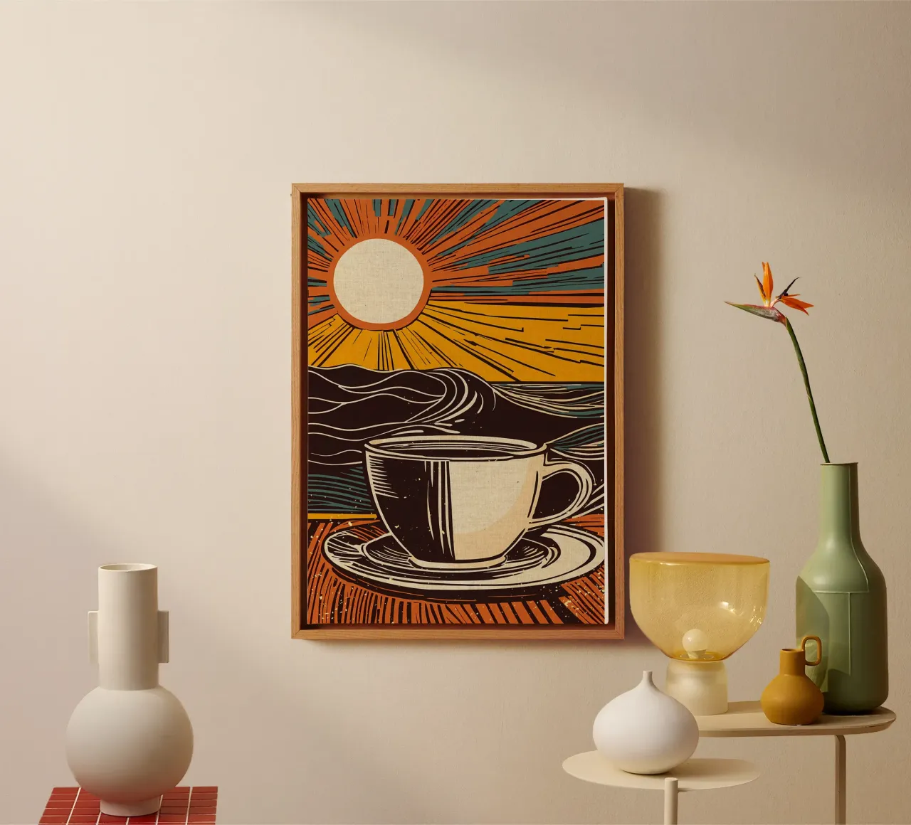 Goedemorgen Koffie canvas met Baklijst van Providence Mbabazi Studio