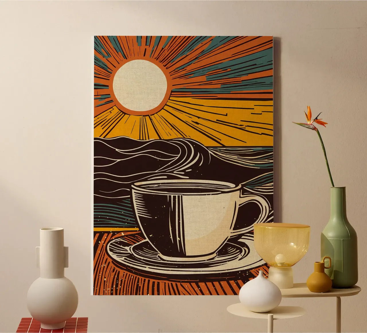 Goedemorgen Koffie canvas met Baklijst van Providence Mbabazi Studio