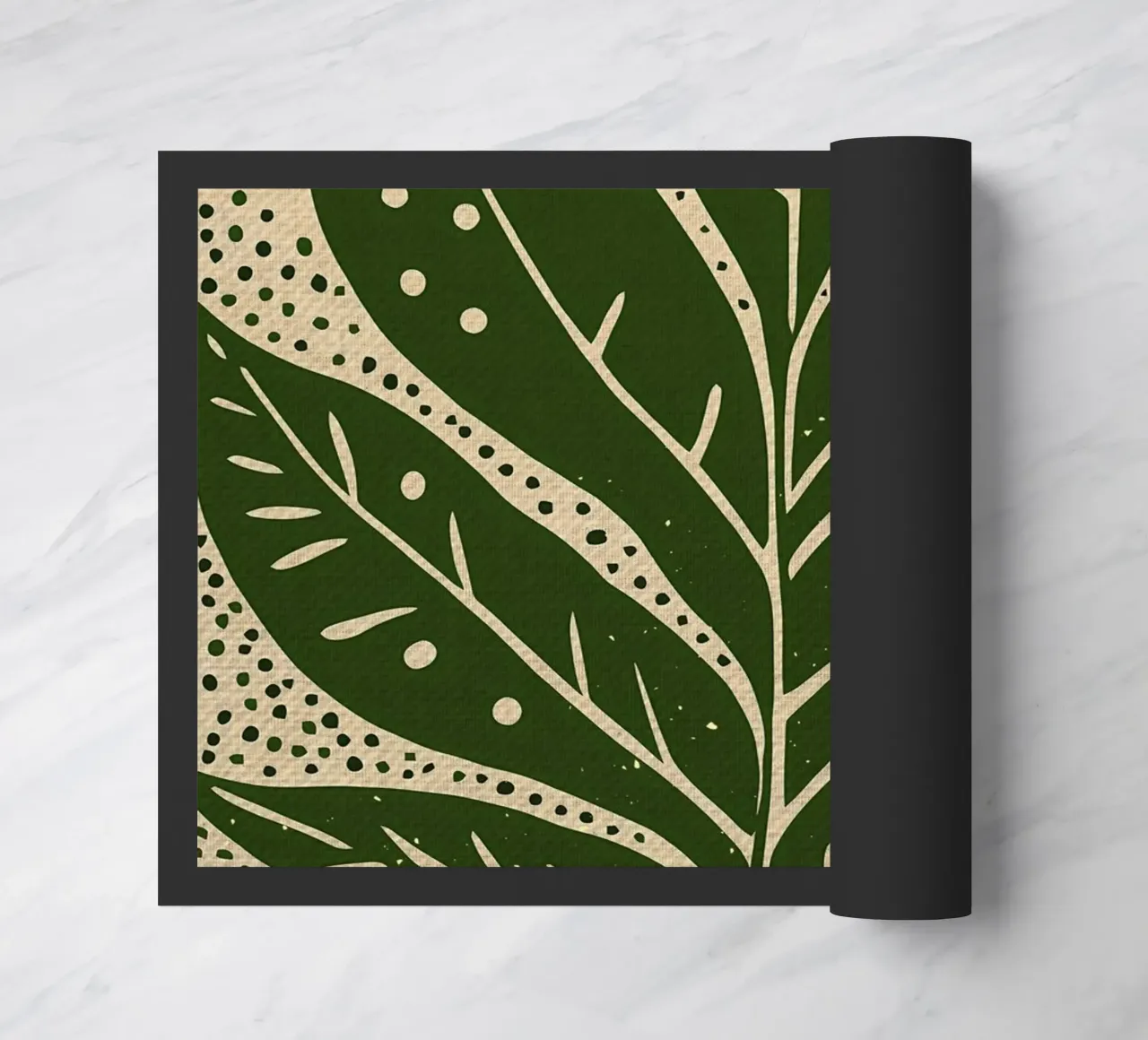 Green Big Leaf and Dots doormat by Providence Mbabazi Studio