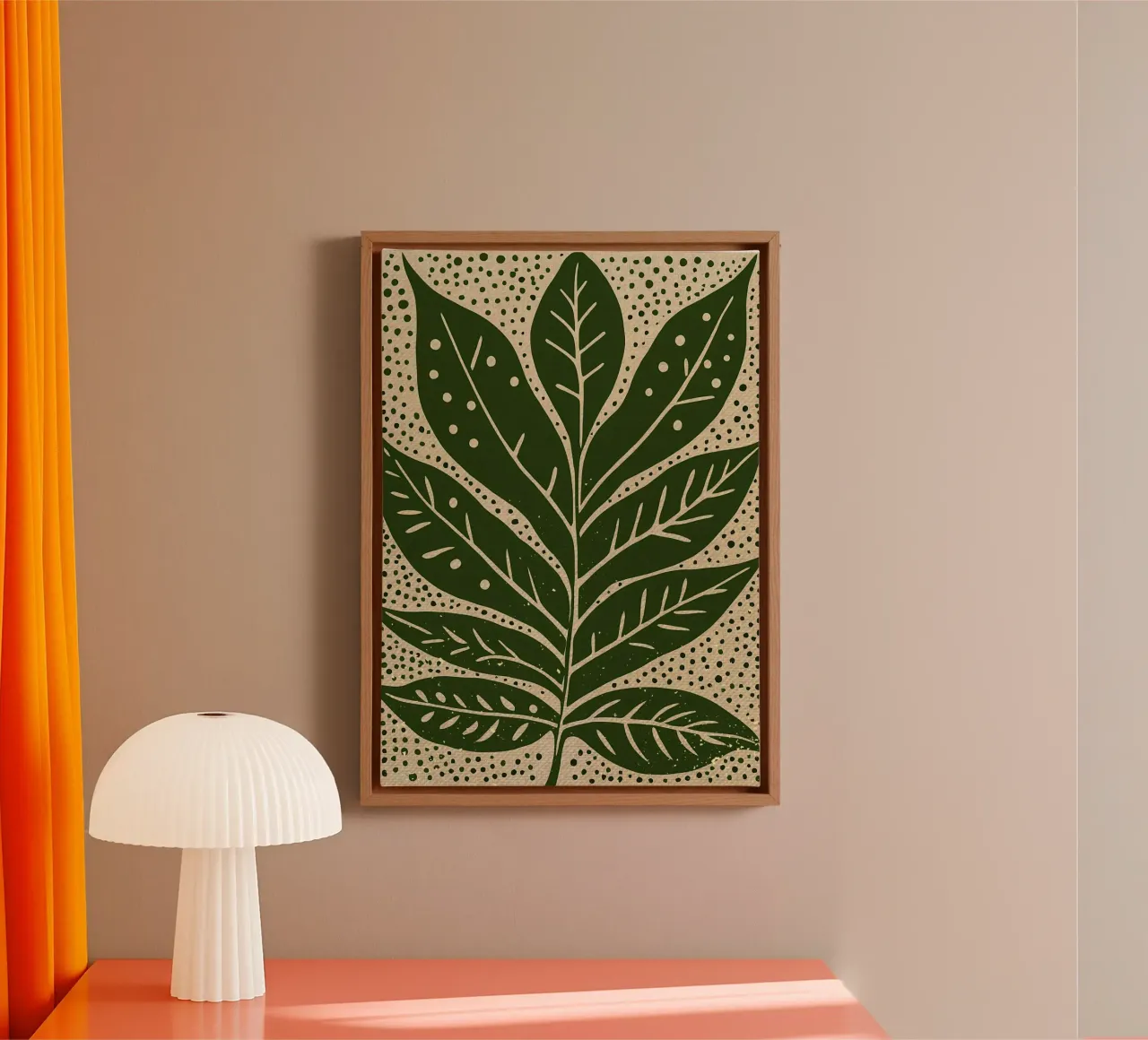 Groen groot blad en stippen canvas met Baklijst van Providence Mbabazi Studio
