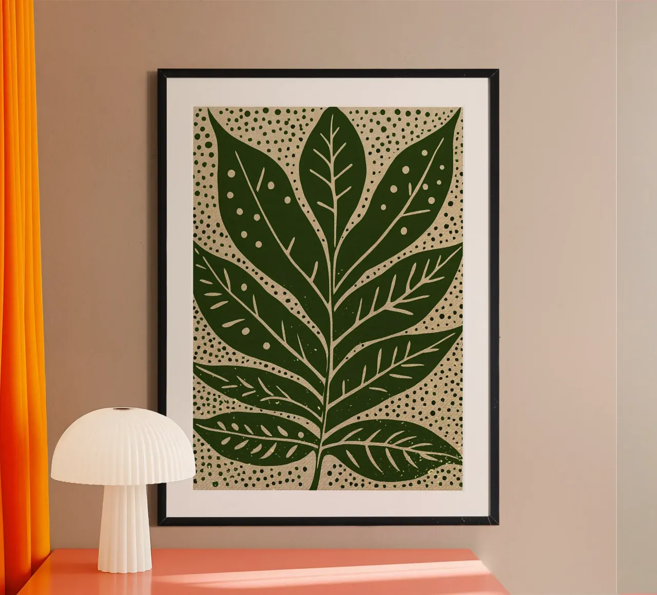 Groen groot blad en stippen hahnemühle van Providence Mbabazi Studio