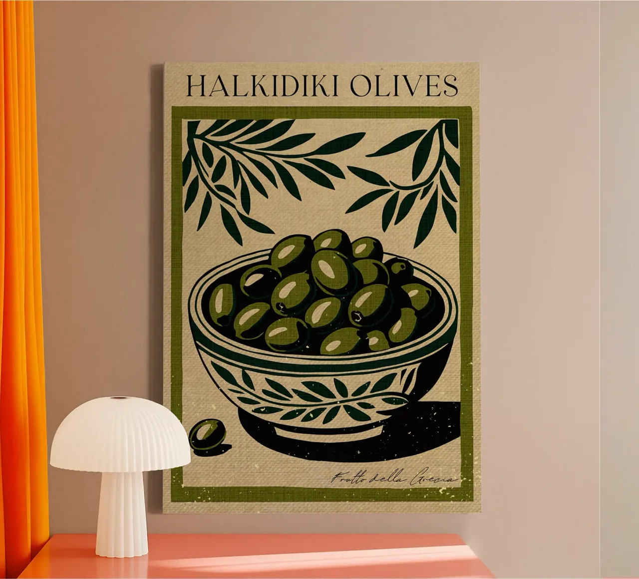 Olive della Calcidica Grecia tela con Cornice a cassetta da Providence Mbabazi Studio