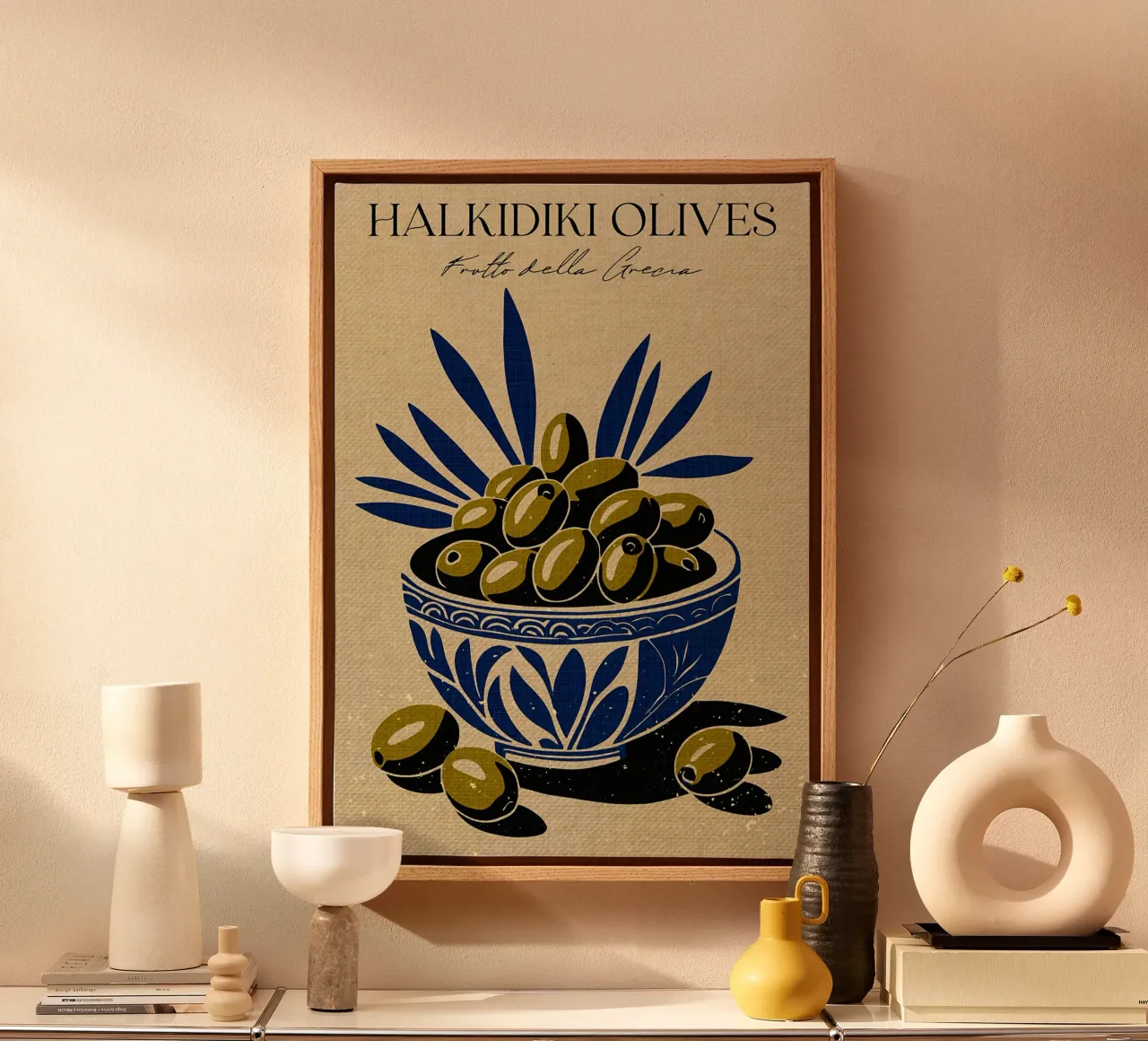 Olive della Calcidica tela con Cornice a cassetta da Providence Mbabazi Studio