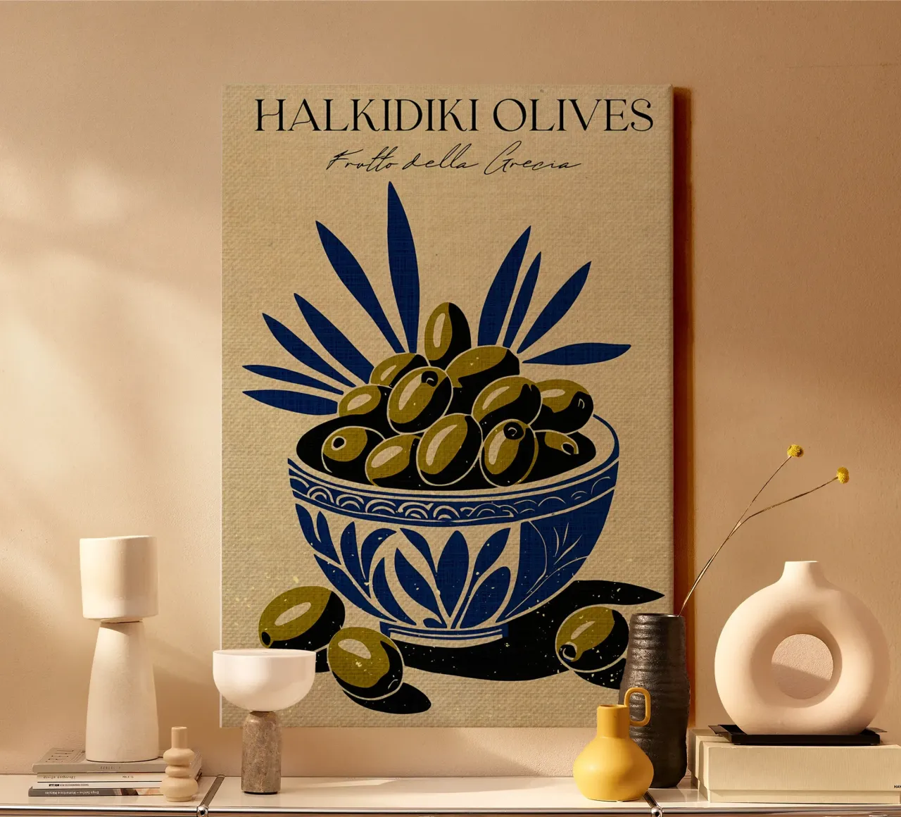 Olive della Calcidica tela con Cornice a cassetta da Providence Mbabazi Studio