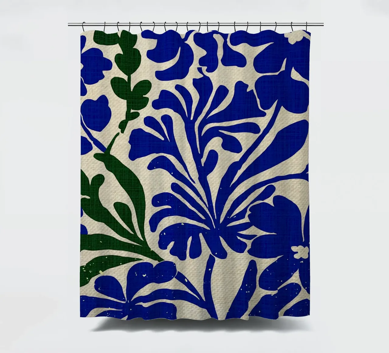 Indigo Blue Garden Design shower curtain by Providence Mbabazi Studio