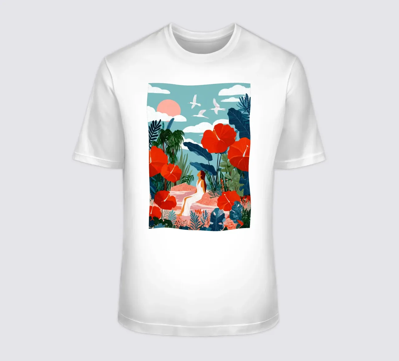 Beneath Hibiscus Skies t-shirt da Clara August