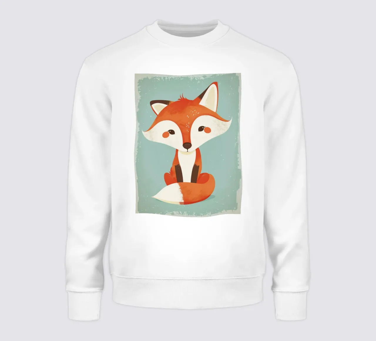 Charming fox with playful features and a soft background sweatshirt by DesignDoodle