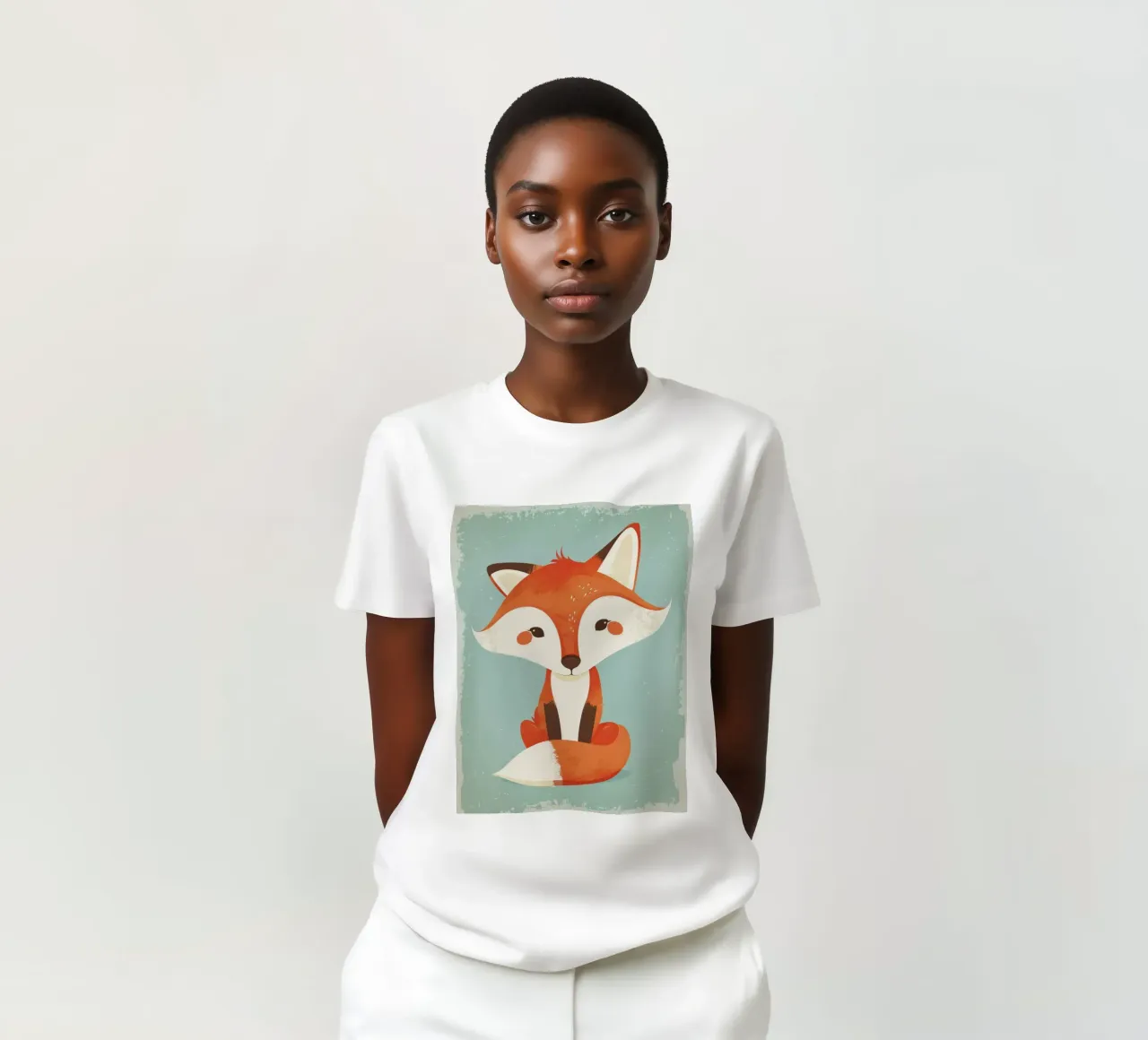 Charming fox with playful features and a soft background t-shirt by DesignDoodle